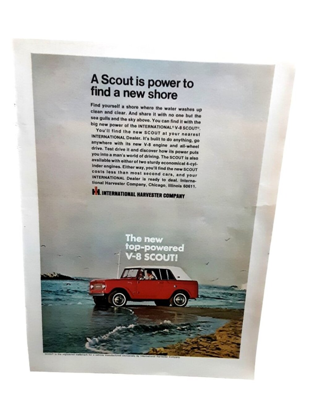 1967 International Scout V8 Vintage Truck Wall Decor Beach Ad Print
